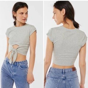urban outfitters grey tie front tee shirt